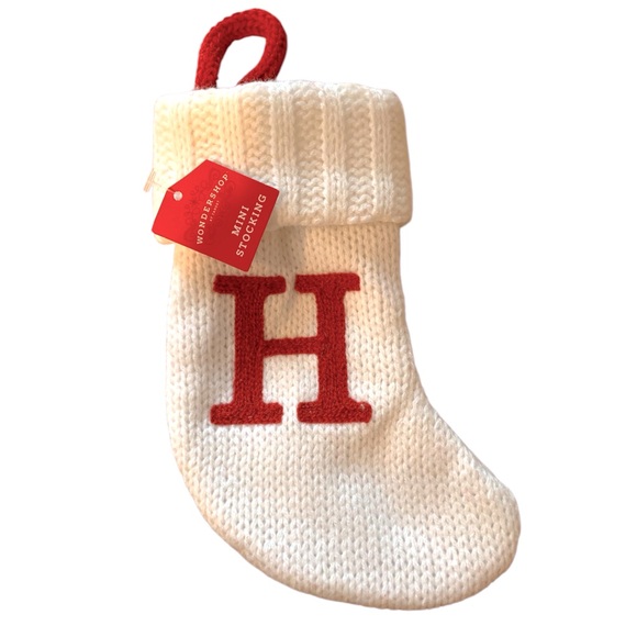 Wondershop Monogram Mini Christmas Stocking Initial H White Knit stocking - Picture 1 of 1